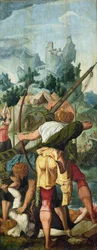 Das Martyrium der Jungfrauen, rechter Flügel des Triptychons der Heiligen Ursula und der Elftausend Jungfrauen