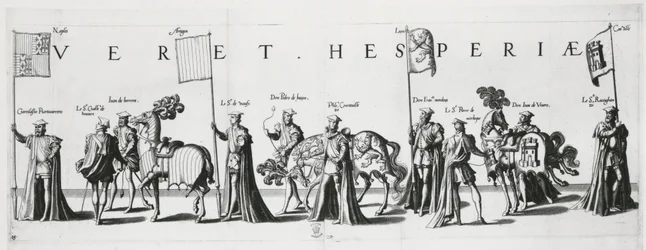 Wappen von Kastilien und León bei der Trauerprozession von Kaiser Karl V., 1559