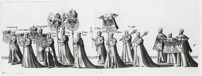 Kaiserliche Waffen bei der Trauerprozession von Kaiser Karl V., 1559