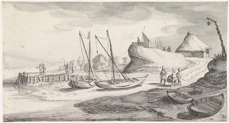 Boote an einem Flussufer