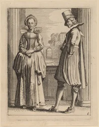 Zwei Figuren in Kostümen