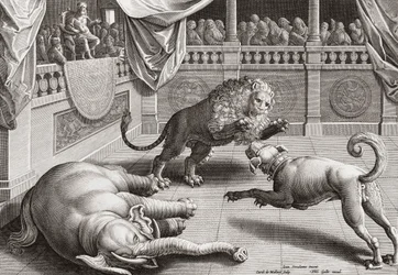 Alexander der Große beobachtet Tierkämpfe, 16. Jahrhundert