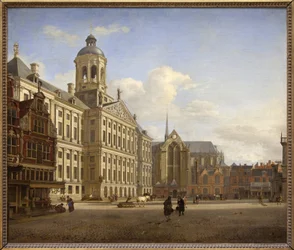 Der Damm mit dem neuen Rathaus in Amsterdam