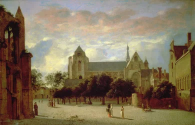 Ansicht der Grote Kerk in Veere von Süden