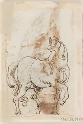 Seite eines Zeichenbuchs; Studie für ein Gemälde von St. Magdalena; Ein Hengst