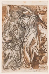 Recto: Judith mit dem Kopf von Holofernes; Verso: Vorentwurf für Titelblatt der Sieben-Planeten-Druckserie