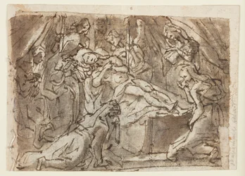 Recto: Beweinung Christi; Verso: Zeuxis malt Helena von Troja