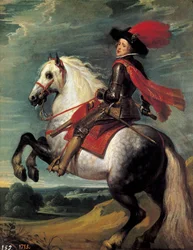 Reiterporträt von Philipp IV. Philipp IV (1605-1665), König von Spanien, dargestellt im Alter von 20 Jahren. Gemälde von Jan van Kessel I, genannt Le Vieux (1626-1679)