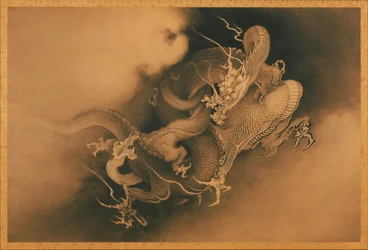 Zwei Drachen in Wolken
