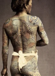 Mann mit traditionellem japanischen Irezumi-Tattoo, ca. 1880