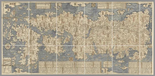 Eine große farbige Karte von Japan, gezeichnet von Ishigawa Nagara