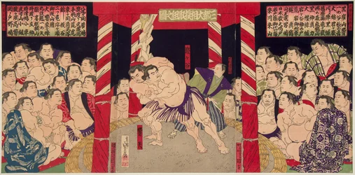 Sumo-Kampf zwischen Umegatani Totaro I und Haibirya