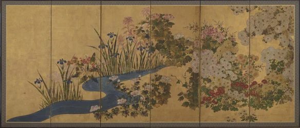 Blumen und ein Bach, Paravents