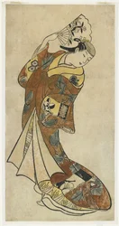 Fujimura Handayū II in einer Tanzszene, 1720er Jahre