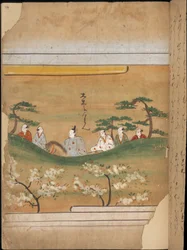 Japanischer Adliger und Gefolge, Illustration aus dem 