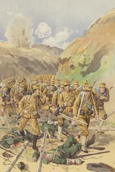 Leutnant Takagi bittet seinen Brigadekommandeur um Erlaubnis zum Vorrücken