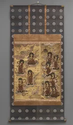 Wandmalerei: Abstieg von fünfundzwanzig Bodhisattvas (Begleiter der Amitabha-Triade), 18. Jahrhundert