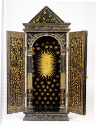 Namban Christliches tragbares Heiligtum, entworfen zur Aufnahme einer religiösen Statuette, Momoyama-Periode