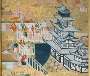 Osakazu Byobu - Japanischer achtteiliger Wandschirm