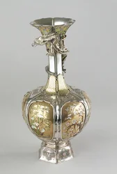 Silber-, vergoldete und emaillierte Shibayama-Vase, spätes 19. Jahrhundert