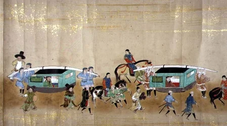 Sechste koreanische Gesandtschaft nach Japan im Meireki 1 zur Zeit der Nachfolge von Tokugawa Ietsuna im Jahr 1651, möglicherweise von Kano Masunobu (1625-94) (Detail)