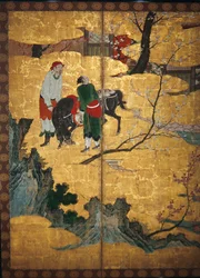 Der Hofbesuch der vier Weisen vom Berg Shang; Su Shis Besuch der Wind- und Wassergrotte (Detail)