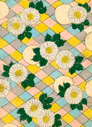 Farbholzschnitt von Chrysanthemenblüten
