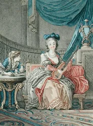 Die Freuden der Einsamkeit, graviert von Louis Marin, um 1770-80
