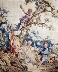 Das Freiluftbankett, Vorhang russische Spiele, (Detail)