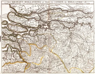 Karte von Nordbrabant und einem Teil der Grafschaft Holland (Niederlande)