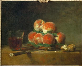 Panier de peches - ein Korb mit Pfirsichen