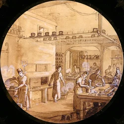 Entwurf für einen Sèvres-Teller, aus dem Service des Arts Industriels