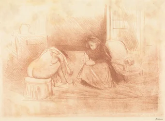 Frau bei ihrer Toilette mit ihrer Zofe (zweite horizontale Platte)