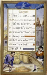 Die Ernte (Jungfrau) - Faksimile der Stunden der Anne von Bretagne, von Jean Bourdichon