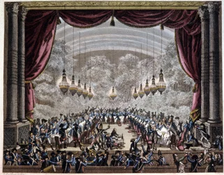 Französische Revolution: Bankett der Wachen in Paris, ca. 1750-1800 (Gravur)