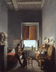 Léon Pallière in seinem Zimmer in der Villa Medici, Rom, 1817