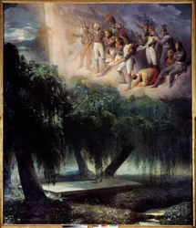 Das Grab von St. Helena: Allegorie auf die Beerdigung Napoleons. Gemälde von Jean Alaux genannt der Römer (1786-1864)