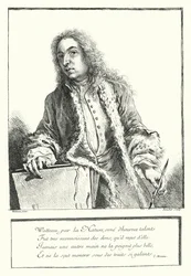 Selbstporträt des französischen Künstlers Antoine Watteau (Stich)