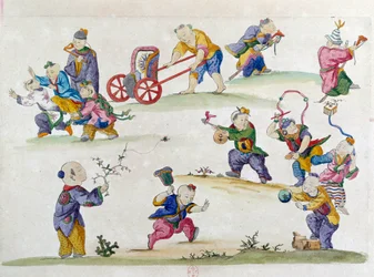 Zeichnung von einer chinesischen Vase: Kinderspiel
