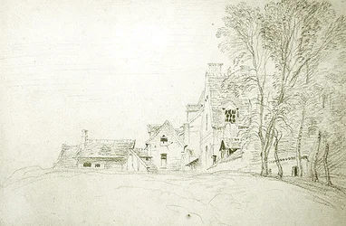 Landschaft entlang einer von Bäumen gesäumten Straße