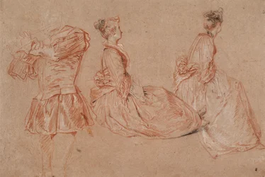 Studien eines Flötenspielers und zweier Frauen, 1717