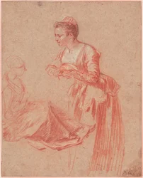 Zwei Figurenstudien einer jungen Frau, um 1716