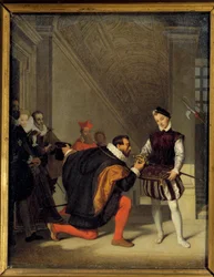 Don Pedro de Toledo, Botschafter von Philipp II., küsst das Schwert von Heinrich IV. (1553-1610)