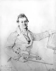 Jean Auguste Dominique Ingres mit seiner Geige, Zeichnung
