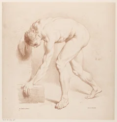 Gebeugter nackter Mann