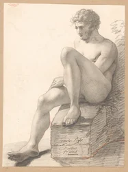 Sitzender männlicher Akt von vorne gesehen (2. Preis 1808)