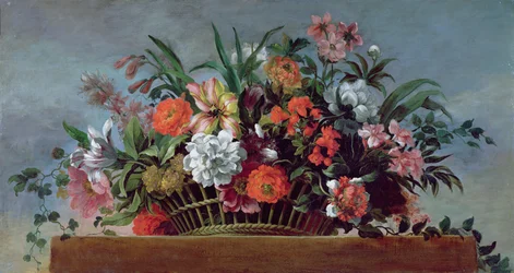 Geflochtener Korb mit Blumen