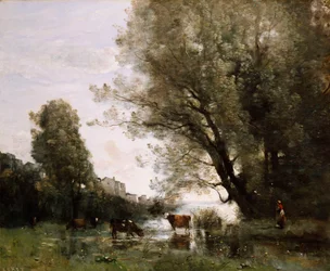Ufer eines Teiches in der Normandie