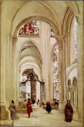Die Kathedrale von Sens. Gemälde von Jean Baptiste Camille Corot (1796-1875) 1874. Paris, Musée du Louvre