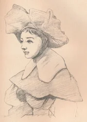 Porträt einer jungen Frau mit großem Hut, My Hagar, um 1830